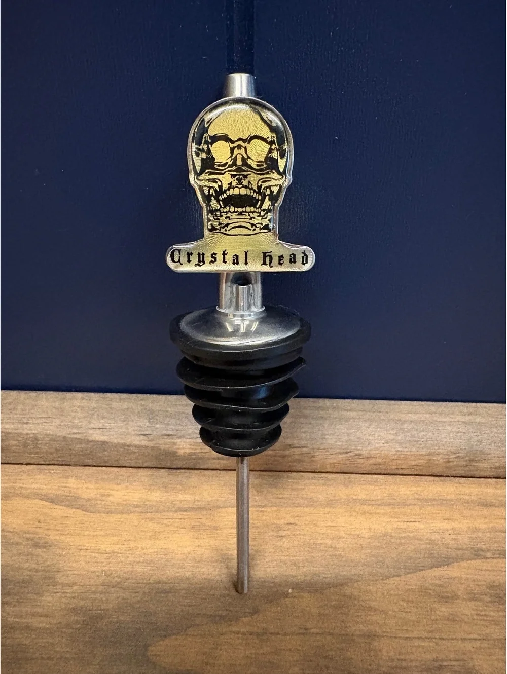 Crystal Head Vodka Skull Liquor Pourer Bottle Stopper Gold Colored Bar New